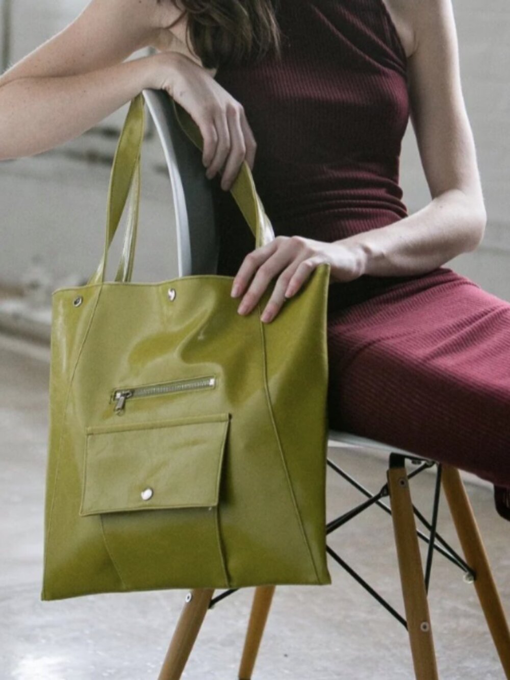 Chrystalyn Kae Metier Work Coated Canvas Vegan Tote Bag Citrine